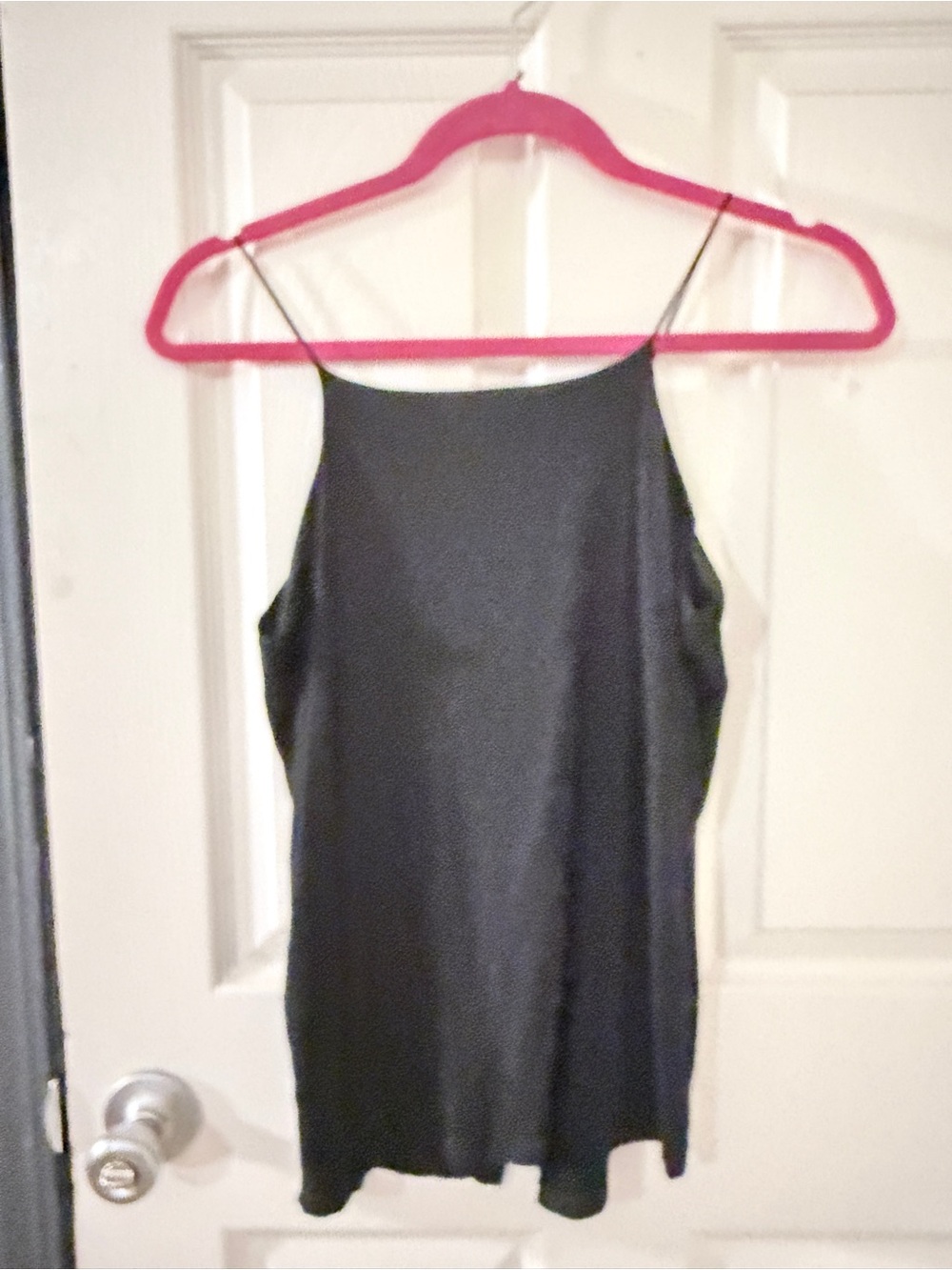 Black Satin Spaghetti Strap Cami Top